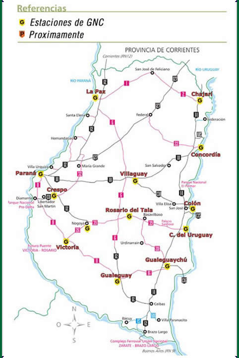 Mapa de GNC de Entre Rios